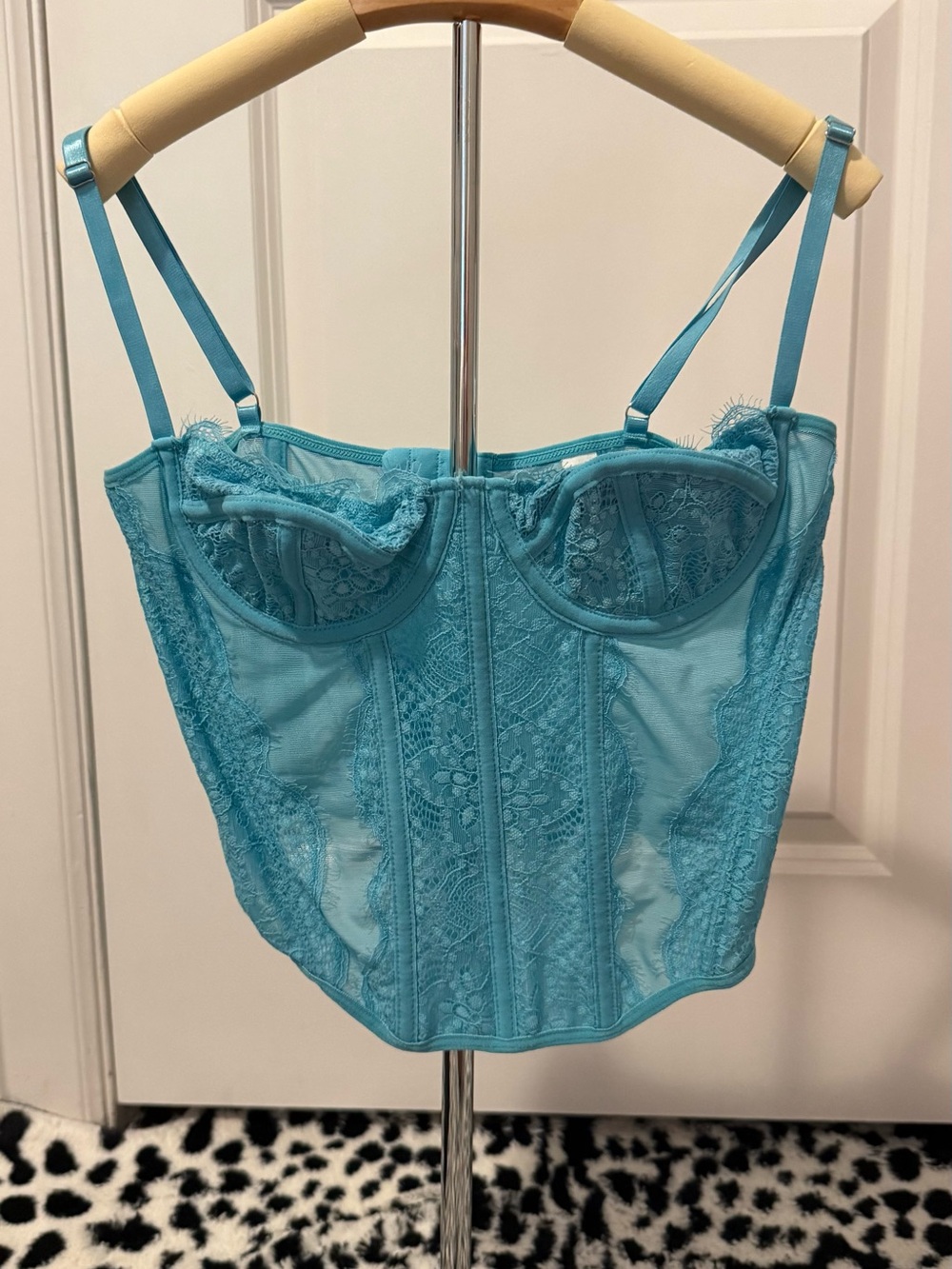 Women’s Lace Corset Bustier Top in Light Teal